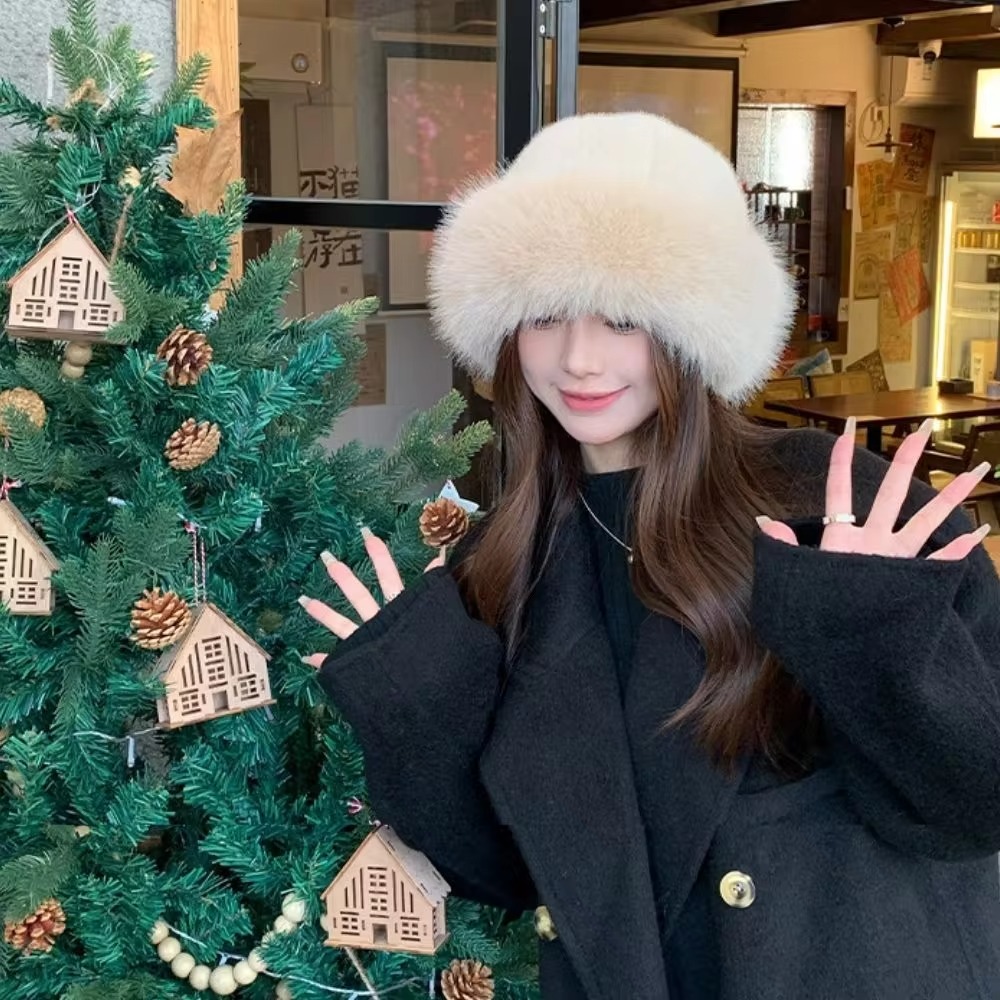 Bucket Hat Women - New Warm Fluffy Fur Bucket Hat
