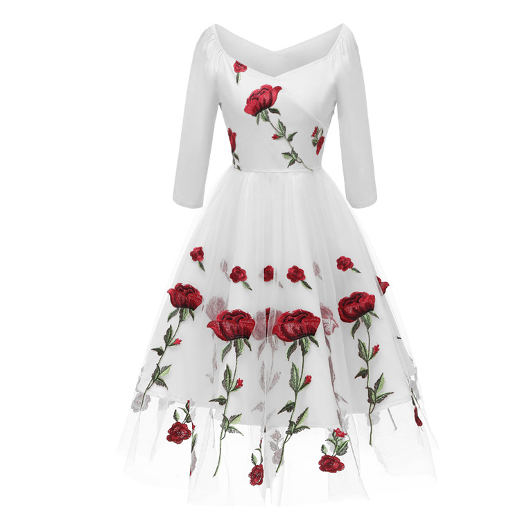 Christmas Rose Embroidery Vint - Women'S Fashion Of The 60S review and price