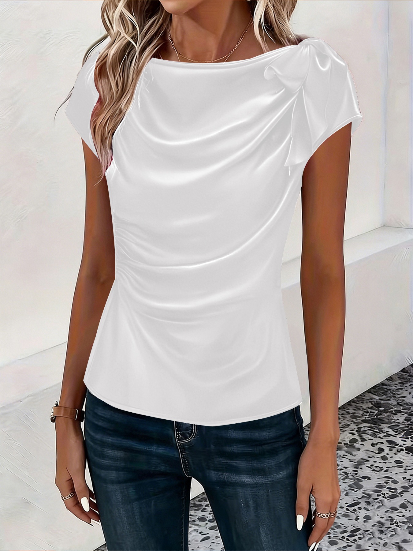 Women's Satin Draped Neck Shor - Women'S Fashion Trends Spring 2026 review and price