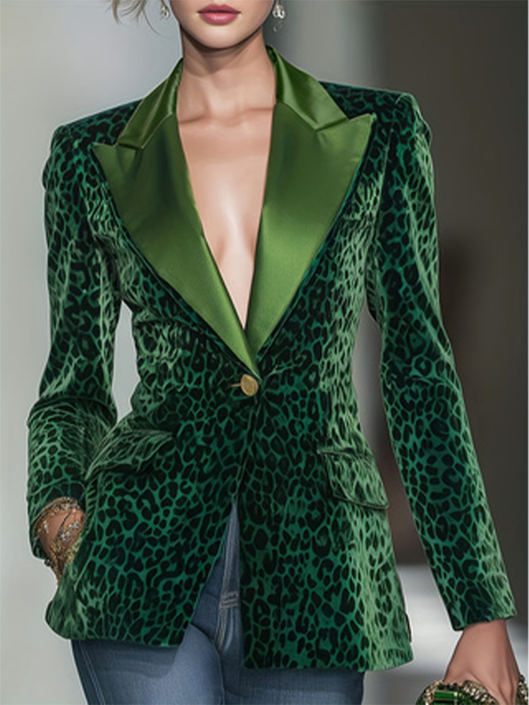 Fashion Women Leopard Print Sl - Velvet Blazer Women review and price