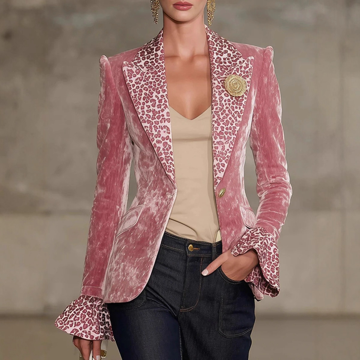 Women Velvet Blazer Leopard Pr - Velvet Blazer Women review and price