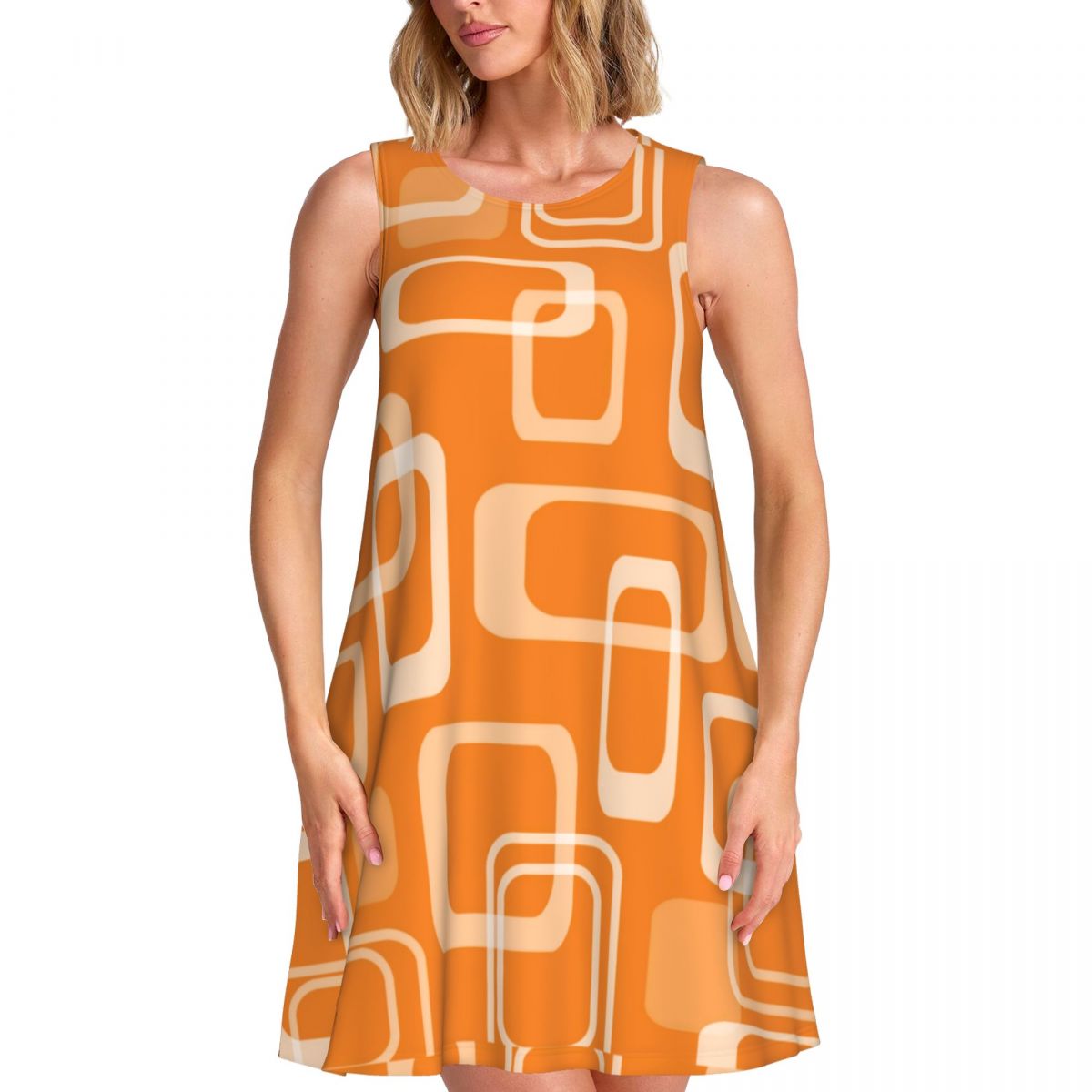 Orange Retro Mod Dress 60s Squ - Women'S Fashion Of The 60S review and price