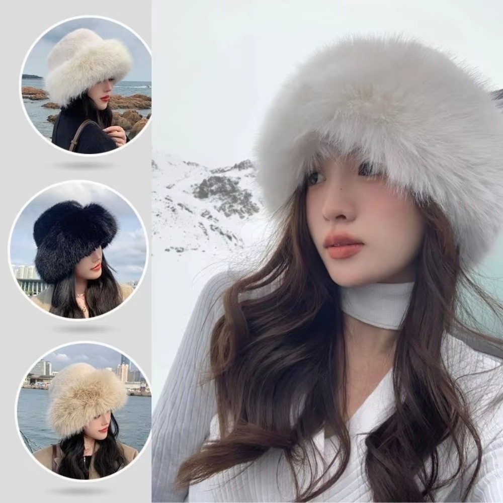 New Fluffy Fur Winter Hat Soli - Bucket Hat Women review and price