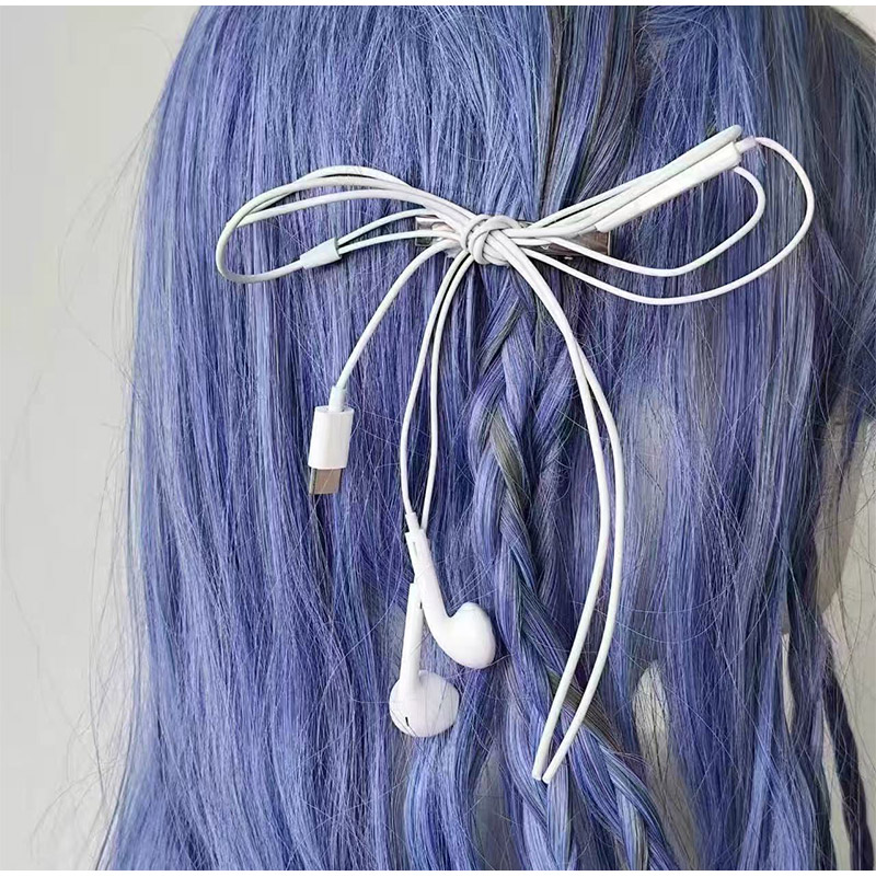 Headphone Wire Bow Hair Clip K - Women'S Y3K Fashion review and price