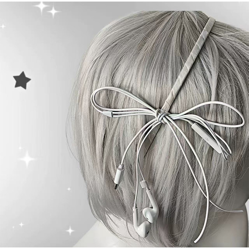 Headphone Wire Bow Hair Clip K - Women'S Y3K Fashion review and price